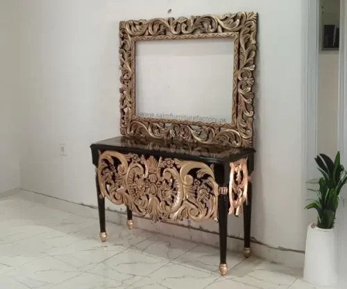 antique console table with mirror